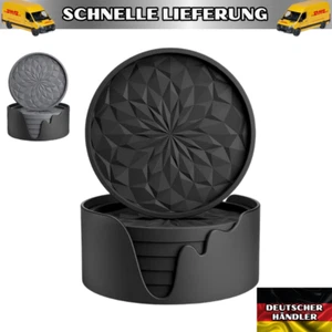 Untersetzer Gläser, Untersetzer Silikon Rund 6er Set, Glas Untersetzer Modern - Bild 1 von 9