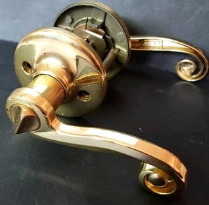 Set pomelli per porta stile leva ottone lucido tradizionale con ferramenta - Foto 1 di 6
