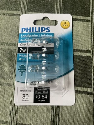 1 Pack of 4 Philips Landscape Lighting Clear T5 7W Wedge Base Bulbs - Image 1 of 2