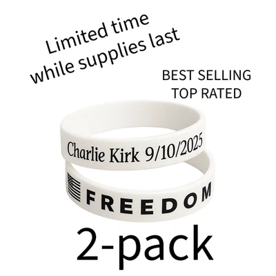 7.5" White Laser Engraved Silicone Bracelet “FREEDOM” | Charlie Kirk Tribute - Image 1 of 3