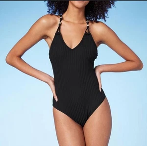 Shade & Shore Damen Racerback Bademode Perlenknoten Einteiler Badeanzug XL - Bild 1 von 8