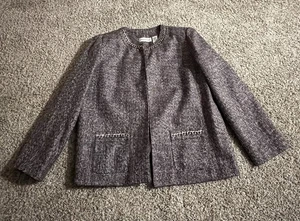 Alfred Dunner lila und silber Tweed Blazer mit silbernem Kettendetail - Gr. 16 - Bild 1 von 7