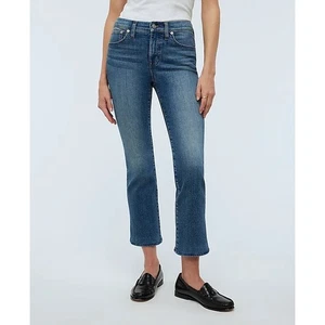 Neu mit Etikett Madewell Damen Mid Rise Kick Out Crop Jeans ausgestelltes Bein Oneida Waschung Größe 24 - Bild 1 von 14