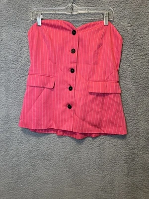 Blazer chaleco a rayas Cicy Bell para mujer sin tirantes con botones ajustado tubo Prendas para el torso Foto 1 de 4