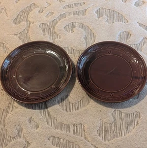 MarCrest 2 Platos de Cena de Colección Borgoña Diseño Margarita y Lunares Gres 9.5" Diámetro EE. UU. - Imagen 1 de 6
