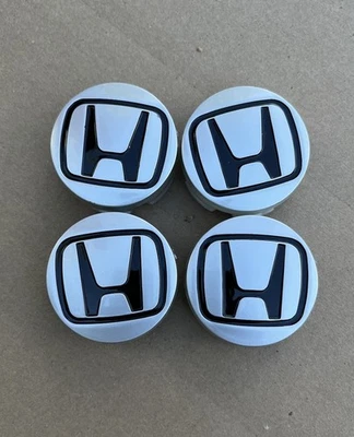 4pc silver black logo aluminum wheel center caps for Honda 1999-2005 Civic 58mm - Image 1 of 4