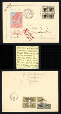 1941 German Occ Denmark Cover Copenhagen-Viby Baltic Exhibition Souvenir Reg. - Image 1 of 3