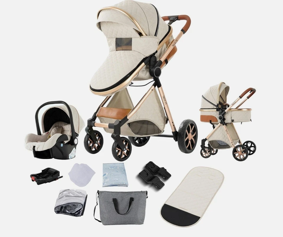 Carrinho de bebê 3 em 1 base de carro com segurança Isofix base de assento de carro super branco - Imagem 1 de 4