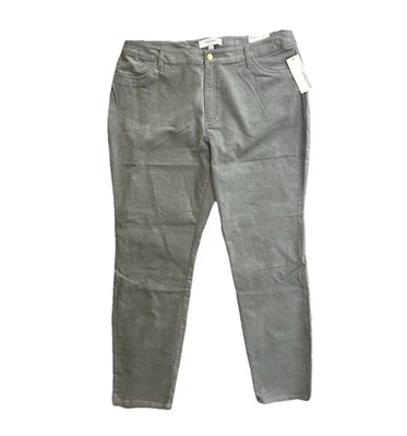 Pantalones ajustados de terciopelo de tiro alto para mujer Ellen Tracy gris talla 14 elásticos nuevos con etiquetas Foto 1 de 4