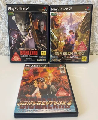 Gun Survivor 2 3 4 Resident Evil Dino Crisis set Sony PS2 Japanese ver Tested - Image 1 of 4