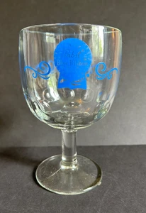 VTG 70s PBR Pabst Blue Ribbon Beer Clear Glass Goblet Stemmed Thumbprint USA - Picture 1 of 9