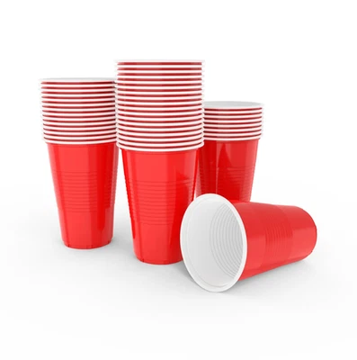 50 tazas de fiesta de plástico rojo 18 oz - vajilla desechable duradera para eventos Foto 1 de 4