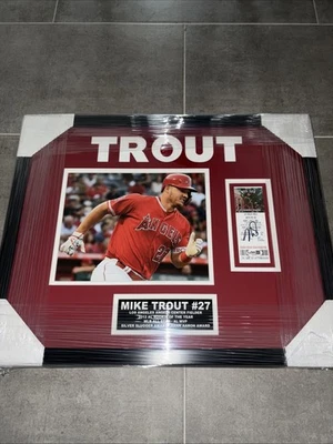 Mike Trout Signed Autographed Game Ticket Photo Angels Custom Framed JSA COA - Image 1 of 4