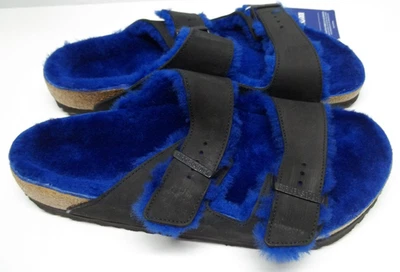 Birkenstock Arizona Cuero Negro Piel de Oveja Azul Hombres 43 REG 10-10.5 (W 12) Foto 1 de 4