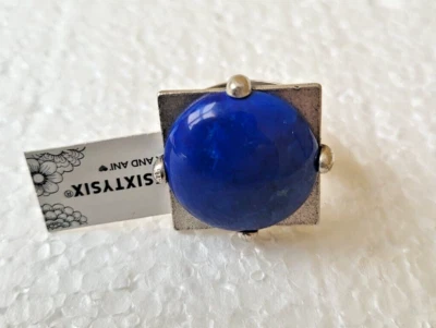 Alex and Ani 复古 60-Six 大号 Lapis Statement 戒指 Pewter 均码 88 美元 — 第 1/4 张图片