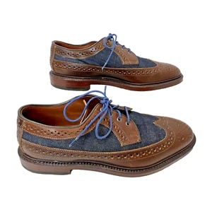 Allen Edmonds “Kasmuk” Brown/Denim Special Edition Sz 10 D Wingtip Dress Shoes - Picture 1 of 9