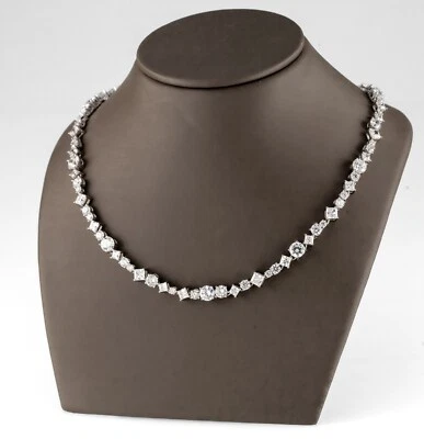 Argento Sterling Multi-Cut Zircone Cubico Tennis Collana - Immagine 1 di 3