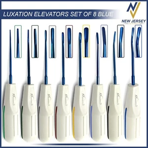 Dental Luxating Elevators Set of 8 Luxation Root Elevators Titanium Blue Tips - Picture 1 of 10