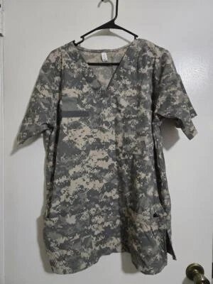 Small - ACU Digital Camo V neck  4 pocket Nurse Scrub Top #E35e - Image 1 of 3