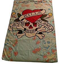 Vintage ED Hardy Love Kills giant beach towel blanket Extra Large 68x40 skulls