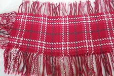 Talbots scarf wrap shawl oblong rectangle 60x11 red plaid fringe all sides MINT