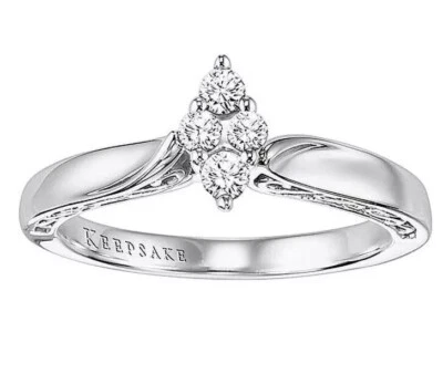 Anillo de compromiso Keepsake de oro blanco de 10 quilates 1/5 CTTW diamantes “marquesa” talla 7 Foto 1 de 4