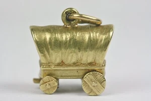 Rare Victorian 1900 14K Gold American Centennial Pioneer Wagon Pendant Charm ! - Picture 1 of 11