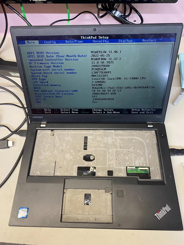 Lenovo T470S, I5-7300u 2.60ghz FOR PARTS (OFFERS WELCOME) - Image 1 of 4