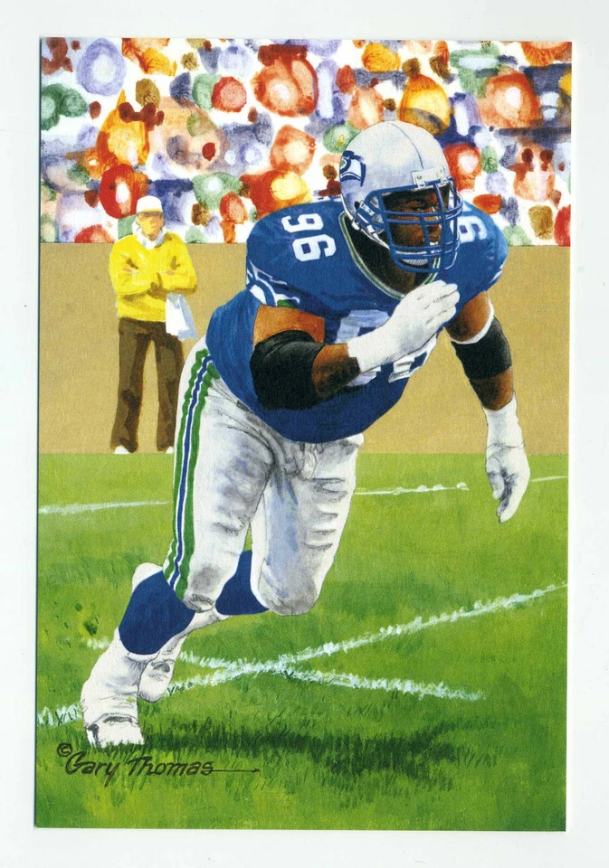 CORTEZ KENNEDY UNSIGNED GOAL LINE ART CARD -FOOTBALL HALL OF FAME- Seahawks - Image 1 of 1