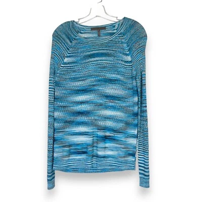 Halston Heritage Top Sweater Small Blue Knit - Image 1 of 4