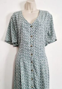 Seasalt Size 26-28 RRP £75 BNWT Green/White Ditsy Lined Midi Dress Pockets - Picture 1 of 24