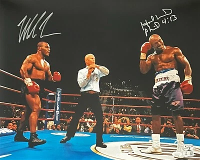Mike Tyson & Evander Holyfield Signed  16x20 Photo JSA & Beckett Bite Fight - Image 1 of 3