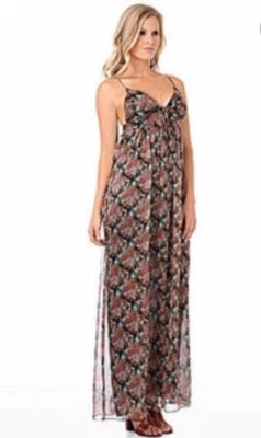 Buffalo David Bitton Women's Brown Floral Spaghetti Strap Maxi Dress Backless S - Image 1 of 3