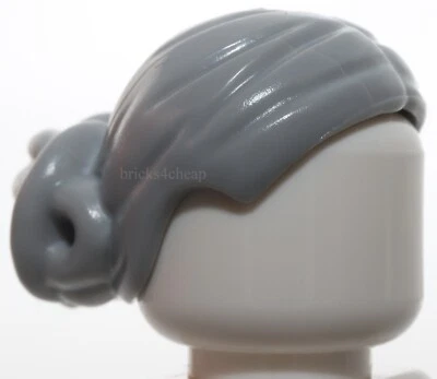 Lego minifigura cinza azulado claro cabelo feminino com coque de nó elaborado - Imagem 1 de 3