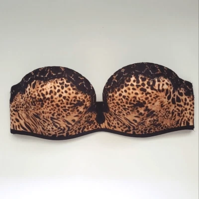 NWOT Victoria's Secret Bombshell Bra 34B Strapless Multiway 2013 Leopard Lace - Image 1 of 4
