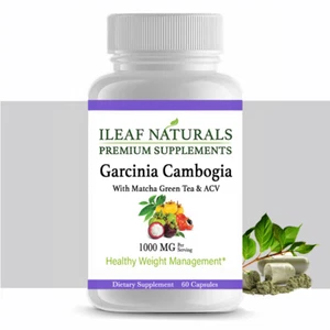 iLeafNaturals Garcinia Cambogia con té verde matcha-1000 mg-60 cápsulas vegetales - Imagen 1 de 7