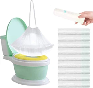 100Pack Potty Chair Liners with Drawstring,Toilet Seat Potty Bags Cleaning Bag - Picture 1 of 12