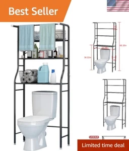 Versatile 3-Shelf Bathroom Organizer Tower with Adjustable Design - Black Steel - Picture 1 of 7