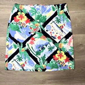 Talbots Skirt Women’s 10 Tropical Caribbean Beach Print Unlined - Picture 1 of 8