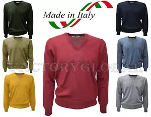 Maglione Uomo Pullover Scollo a V Punta Lana Merino sotto giacca Made in Italy - Foto 1 di 13