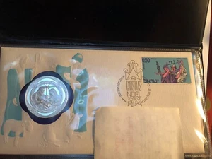 Vintage Sterling Proof Medal Christmas Bethlehem 1974 Cachet COA Franklin Mint - Bild 1 von 8