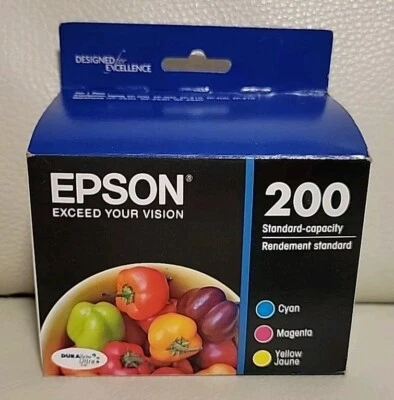 3PK OEM Genuine EPSON 200 C/M/Y COLOR Ink Cartridges *NEW & SEALED - Image 1 of 4