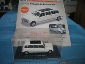 Renault 4 Limousine 1981 blanc 1/43 Neuf boite 4L Auto + Ixo Hachette 15 +Livret