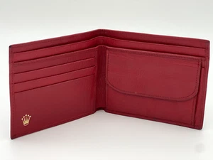 CARTERA HOMBRE ROLEX Swiss 5" X 4" Cuero Rojo Plegado Billete Sin CAJA R12-91 - Imagen 1 de 3