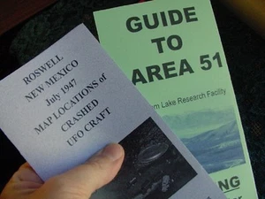 #A-52 TWO MAPS Guides to ROSWELL 1947 UFO CRASH SITE + Area 51 maps alien craft - Picture 1 of 1