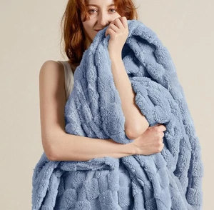 Ashley Blue Fleece Blanket for Couch - Super Soft Cozy Blankets for Women 50x60 - Picture 1 of 4