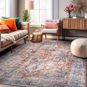 Rugshop Area Rug Traditional Distressed Machine Washable Rug Dining Room Rug 5x7 - Picture 1 of 11