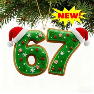 67 Weihnachtsschmuck aus Holz, %2C Six Seven Funny Xmas Holiday Ornament 2025 - Bild 1 von 12