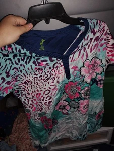 vivi x xlarge Boho Still Peeling Top Gepard Grün Mehrfarbig Baumwolle Damen - Bild 1 von 2