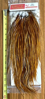 Whiting Dry Fly Rooster Saddle, Barred Dark Ginger, Pro Grade, Fly Tying - Image 1 of 2